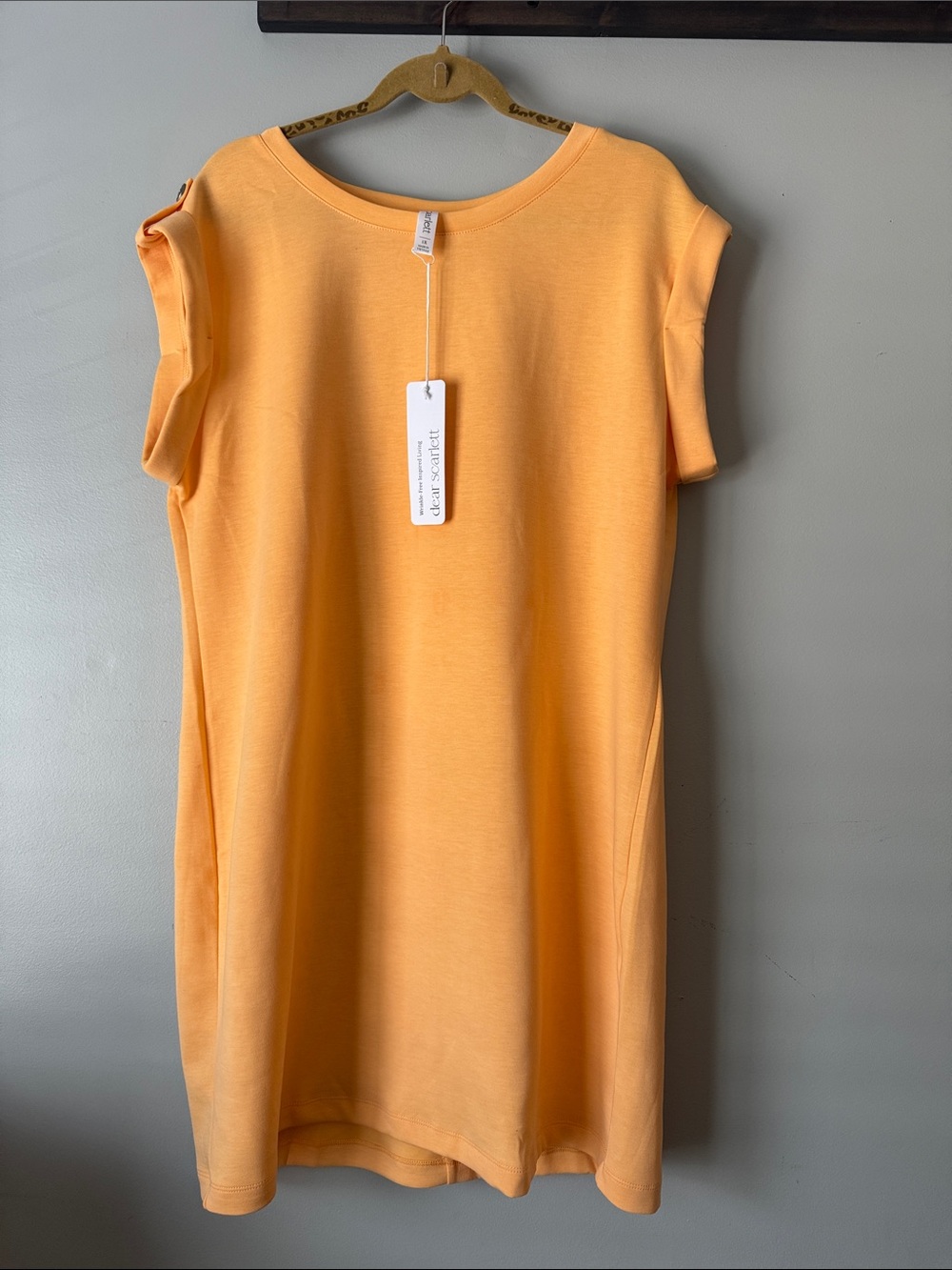 Dear Scarlett Crewneck Midi Dress in Peach
